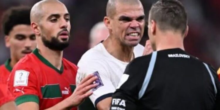 Pepe fulmine contre l&rsquo;arbitre du match Portugal-Maroc
